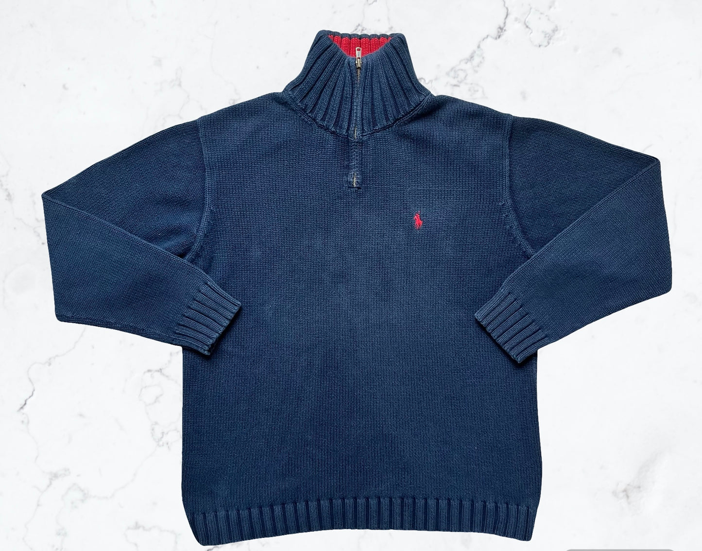 Pull Ralph Lauren Cotton Marine – Col Zippé