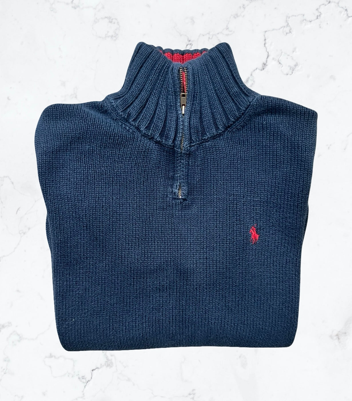 Pull Ralph Lauren Cotton Marine – Col Zippé