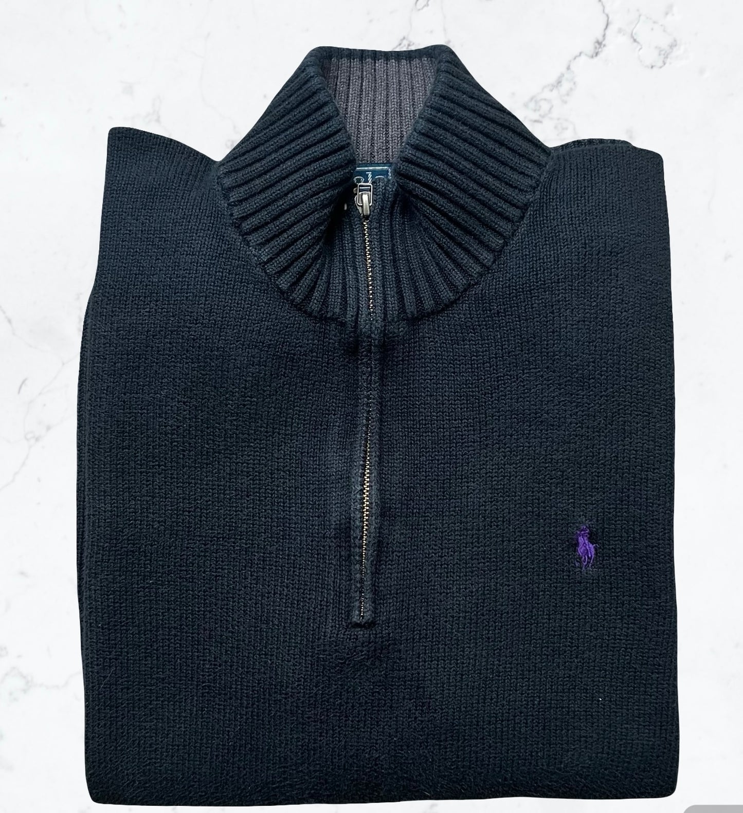 Pull Ralph Lauren Cotton Noir – Col Zippé