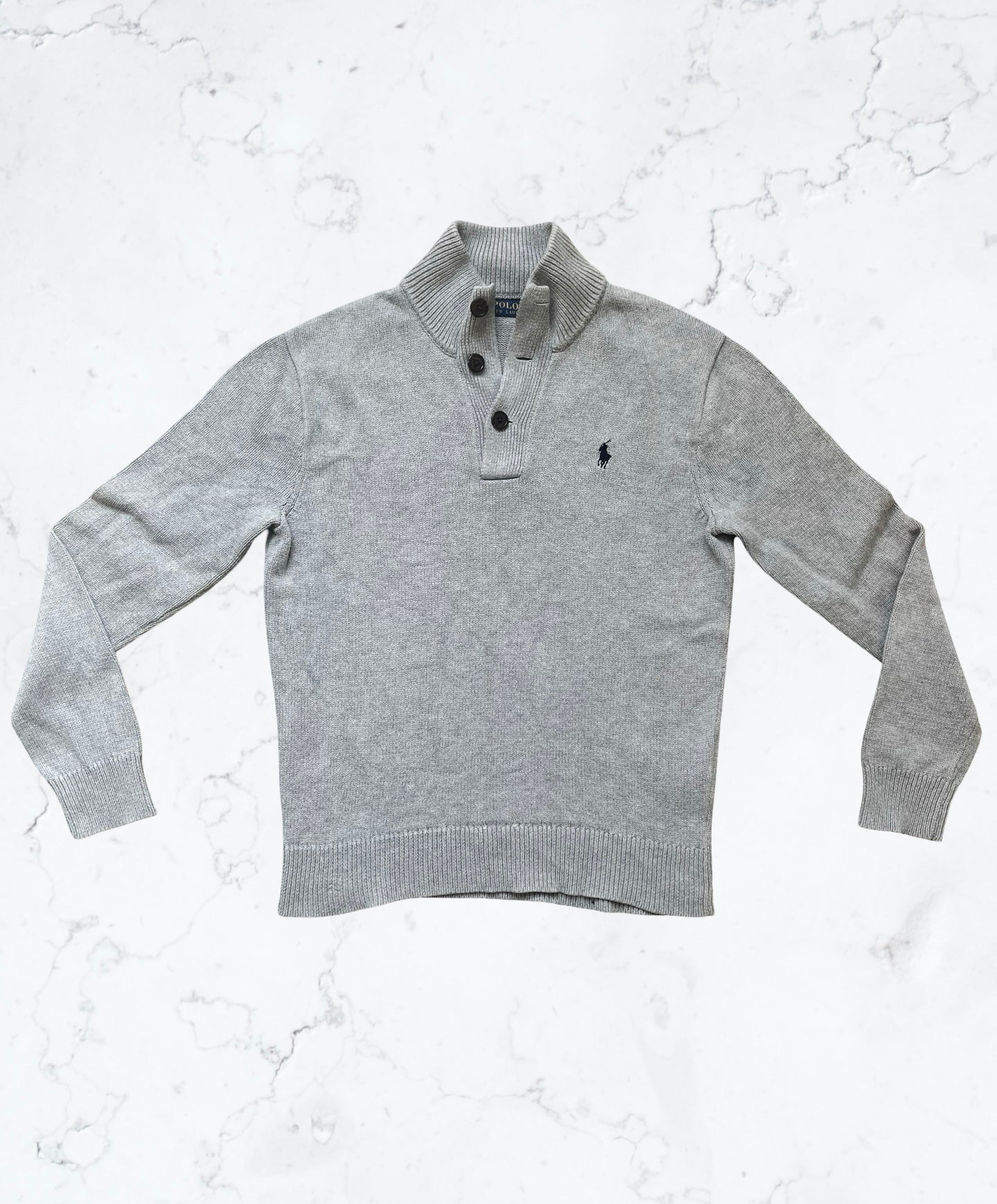 Ralph Lauren - Pull col boutonné Gris Clair
