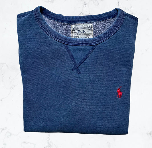 Pull Ralph Lauren Marine – Logo Rouge Brodé