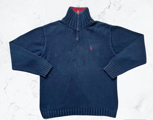 Pull Ralph Lauren Cotton Marine – Col Zippé
