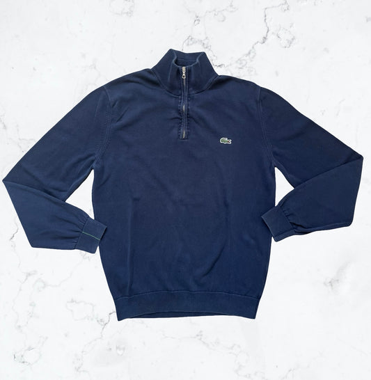 Pull Lacoste Marine – Col Zippé & Logo Vert