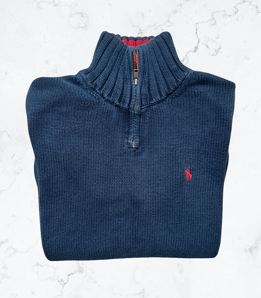 Pull Ralph Lauren Cotton Marine – Col Zippé