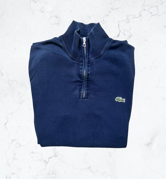 Pull Lacoste Marine – Col Zippé & Logo Vert