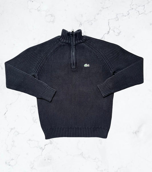 Pull Lacoste Cotton Noir  – Col Zippé & Logo Vert
